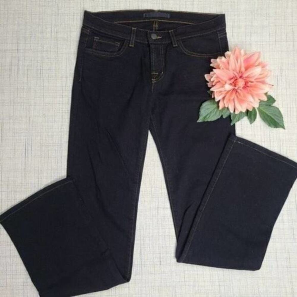 J. Brand Black Mid Rise Ankle Cotton Blend Denim 905 Straight Jeans Size 27